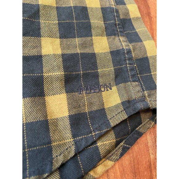 Filson flannel shirt Alaskan guide button down plaid size xl long Black & Yellow - Picture 3 of 6